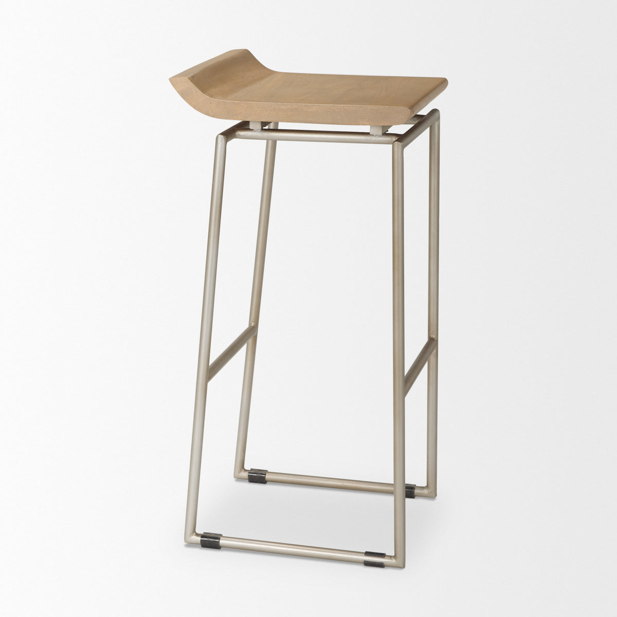 Givens 30.25"H Seat Height Wood Seat Metal Base Stool-Bar Stools-DECOROLALA