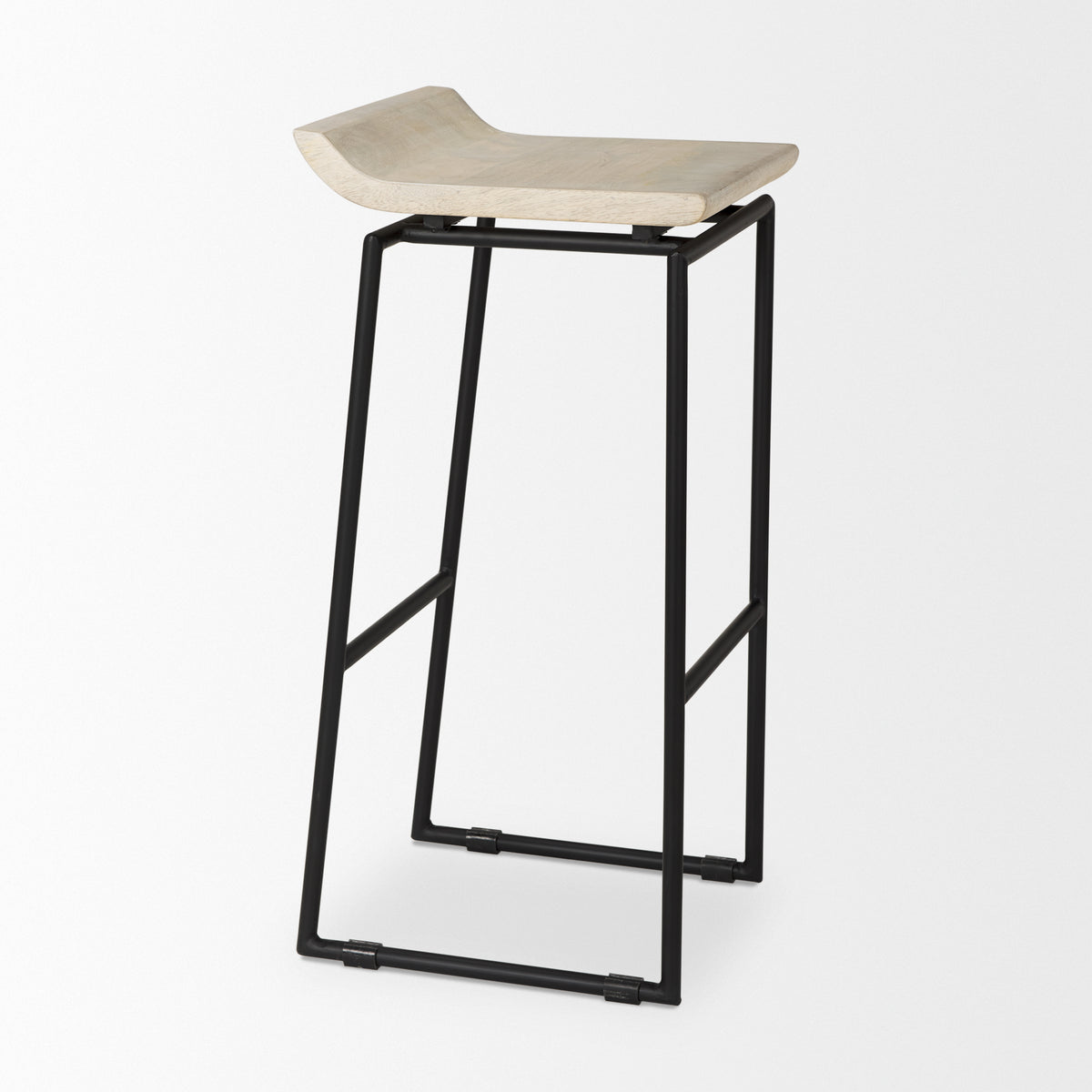 Givens 30.25"H Seat Height Wood Seat Metal Base Stool-Bar Stools-DECOROLALA