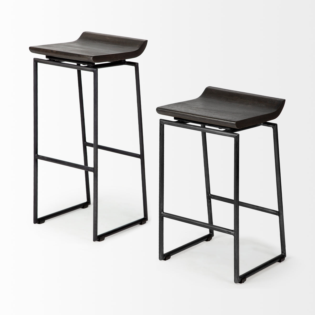 Givens 30.25"H Seat Height Wood Seat Metal Base Stool-Bar Stools-DECOROLALA