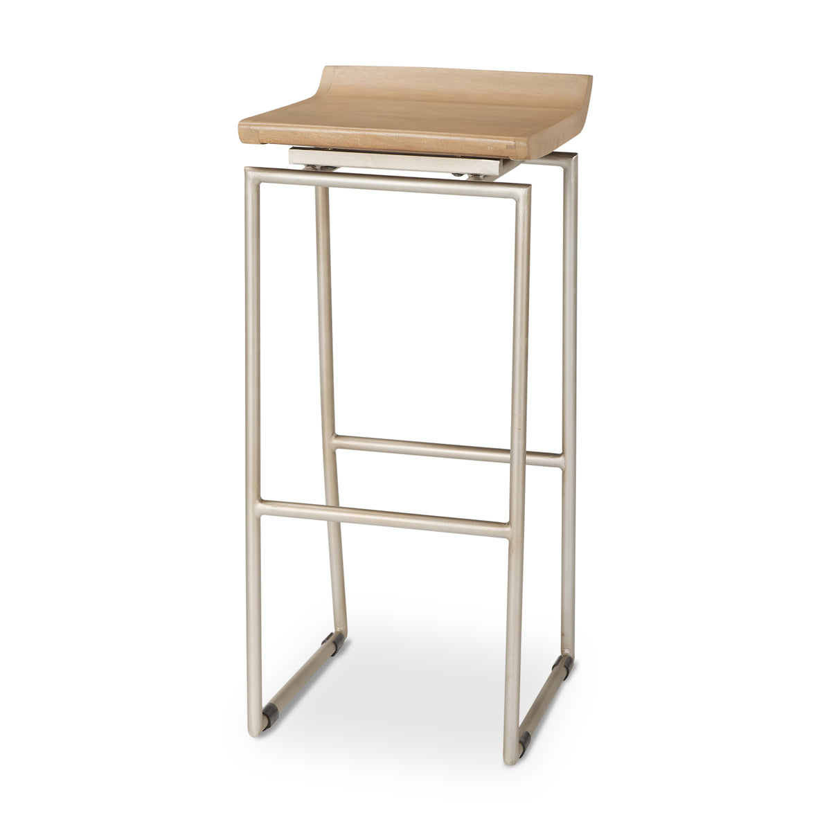 Givens 30.25"H Seat Height Wood Seat Metal Base Stool-Bar Stools-DECOROLALA