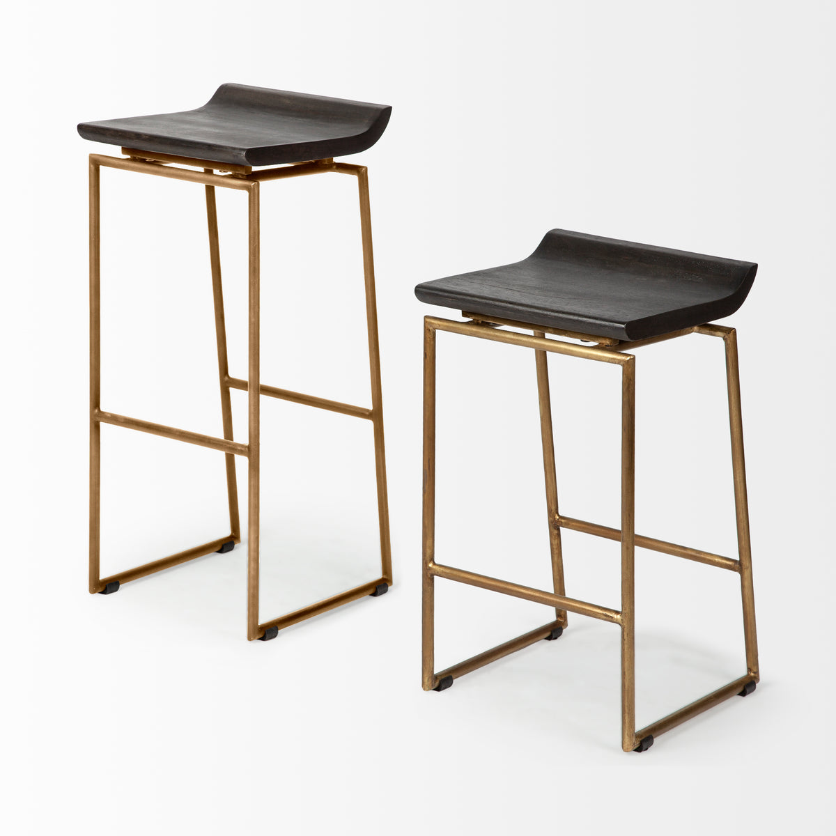 Givens 30.25"H Seat Height Wood Seat Metal Base Stool-Bar Stools-DECOROLALA