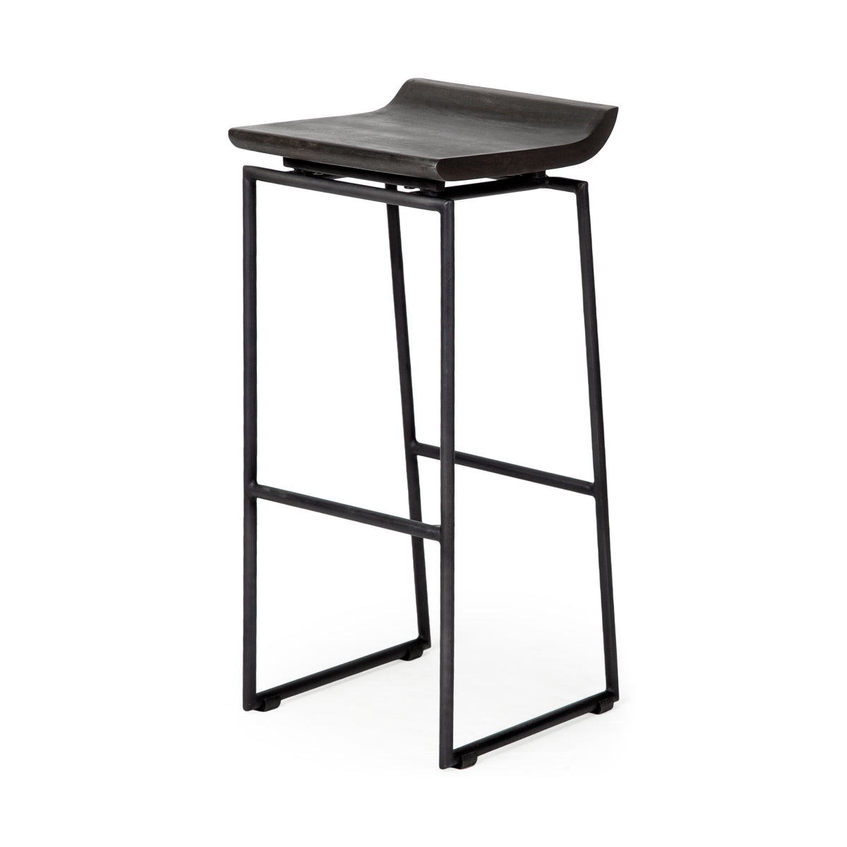 Givens 30.25"H Seat Height Wood Seat Metal Base Stool-Bar Stools-DECOROLALA
