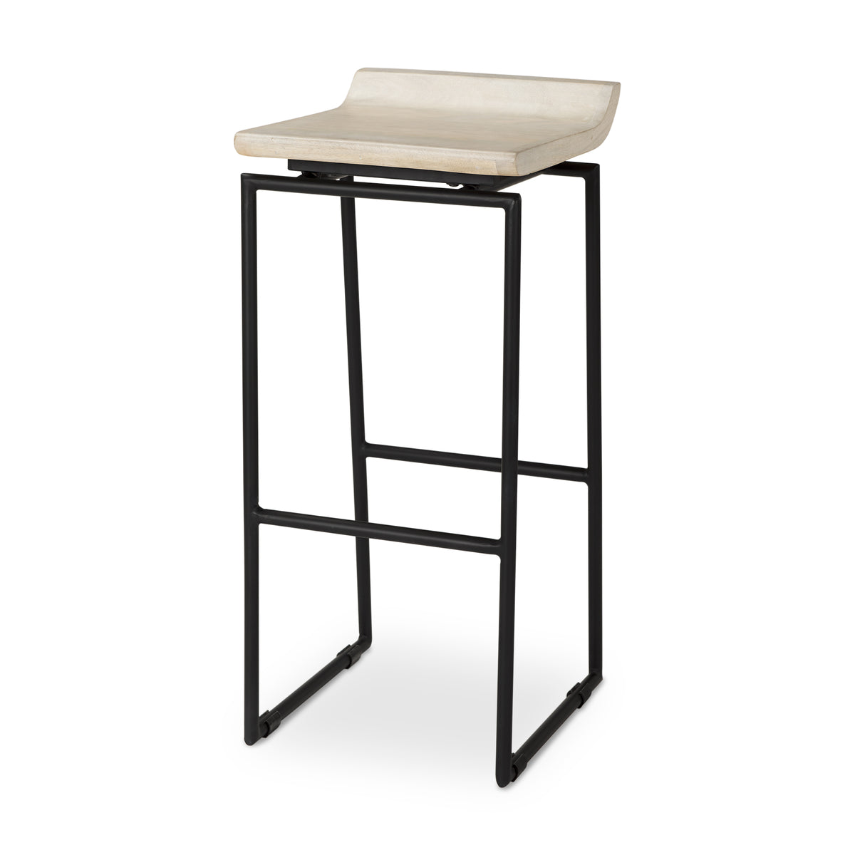 Givens Wood Seat Metal Base Stool-Bar Stools-DECOROLALA