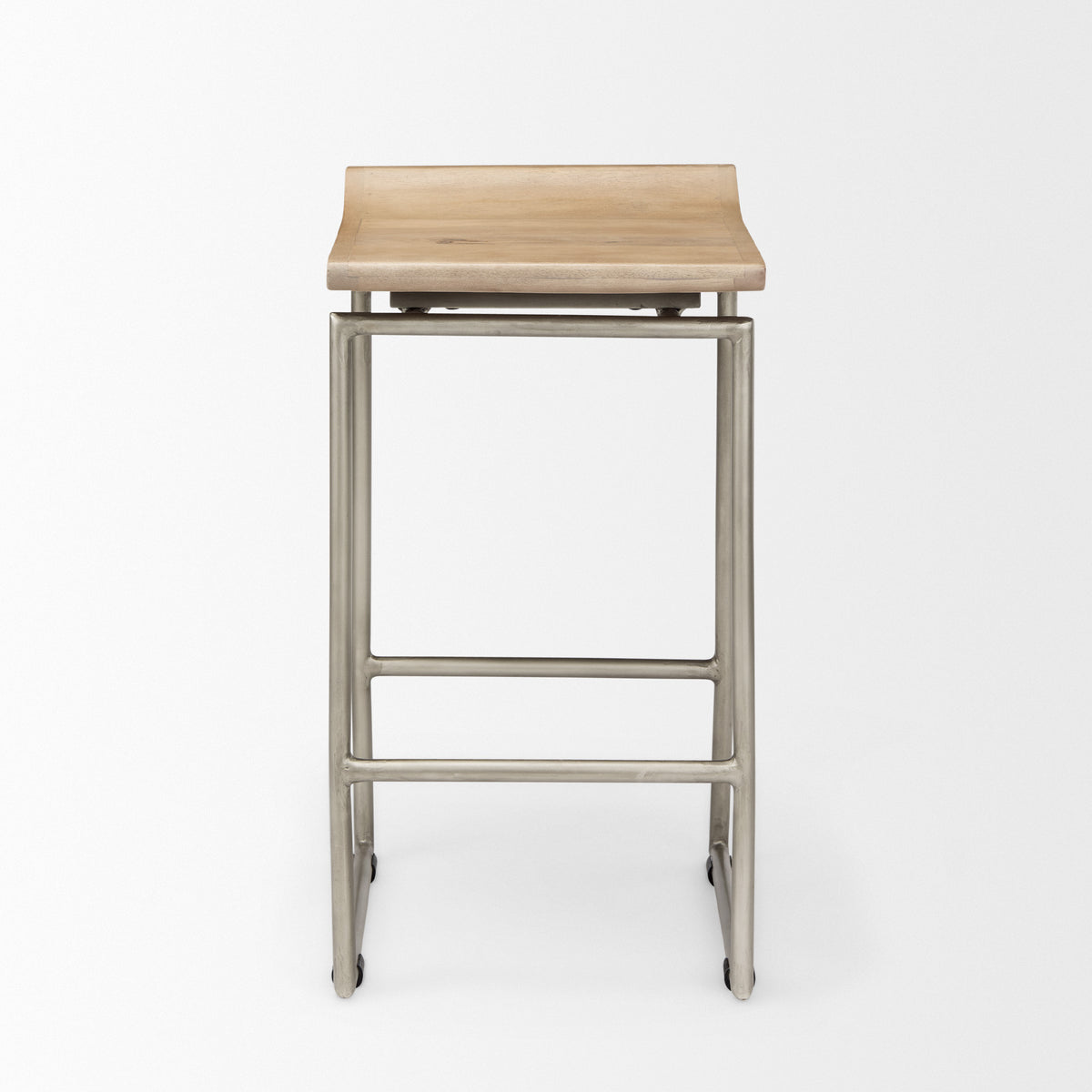 Givens 24.25"H Wood Seat Metal Frame Stool-Bar Stools-DECOROLALA