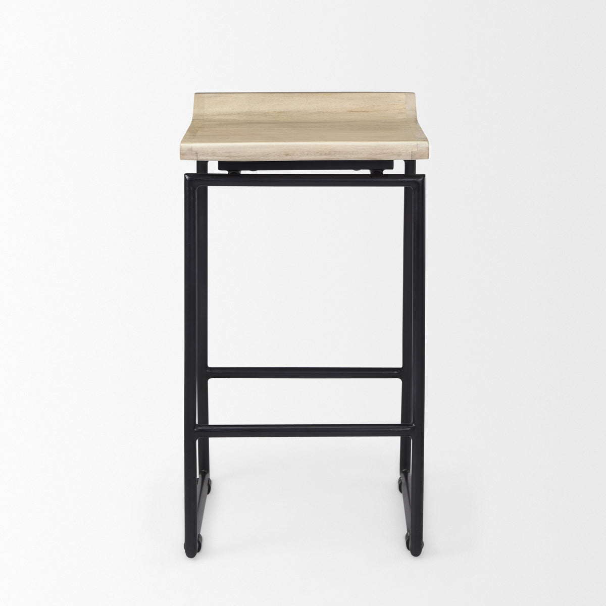 Givens 24.25"H Wood Seat Metal Frame Stool-Bar Stools-DECOROLALA