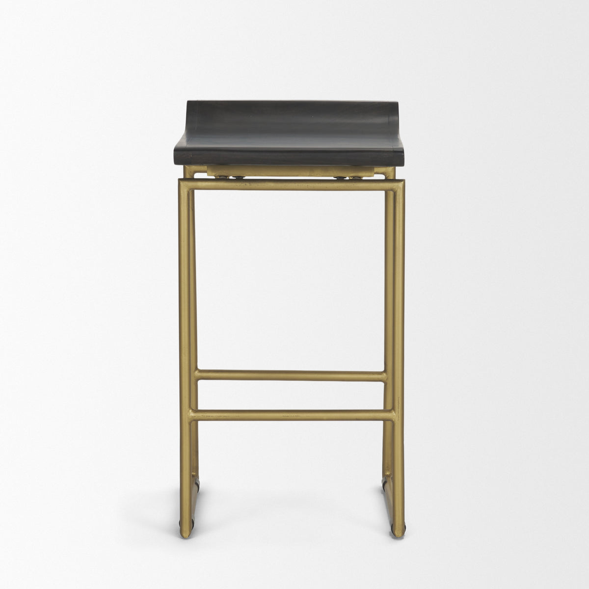 Givens 24.25"H Wood Seat Metal Frame Stool-Bar Stools-DECOROLALA