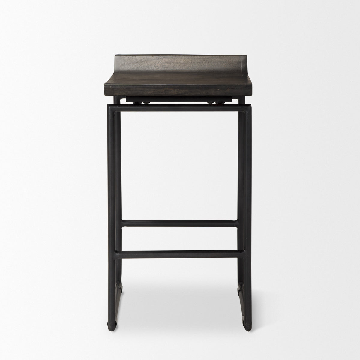 Givens 24.25"H Wood Seat Metal Frame Stool-Bar Stools-DECOROLALA