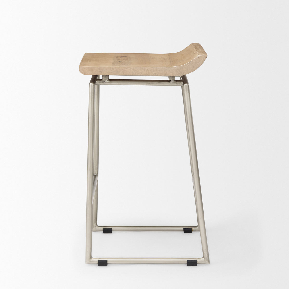 Givens 24.25"H Wood Seat Metal Frame Stool-Bar Stools-DECOROLALA