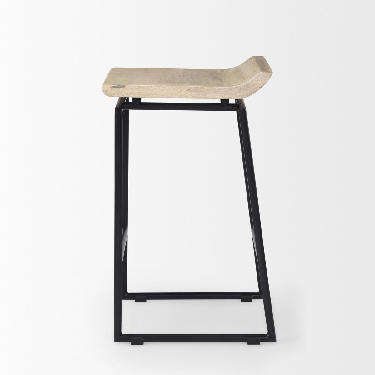 Givens 24.25"H Wood Seat Metal Frame Stool-Bar Stools-DECOROLALA
