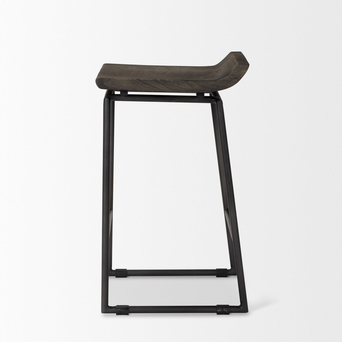 Givens 24.25"H Wood Seat Metal Frame Stool-Bar Stools-DECOROLALA