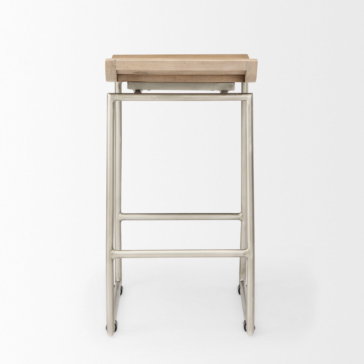Givens 24.25"H Wood Seat Metal Frame Stool-Bar Stools-DECOROLALA