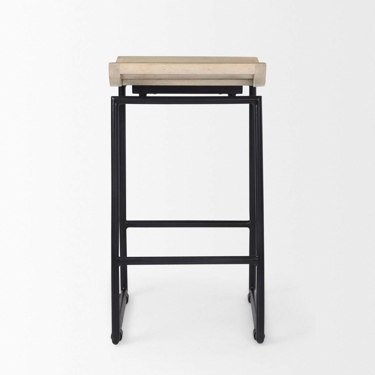 Givens 24.25"H Wood Seat Metal Frame Stool-Bar Stools-DECOROLALA