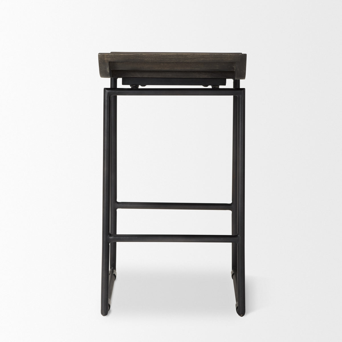 Givens 24.25"H Wood Seat Metal Frame Stool-Bar Stools-DECOROLALA