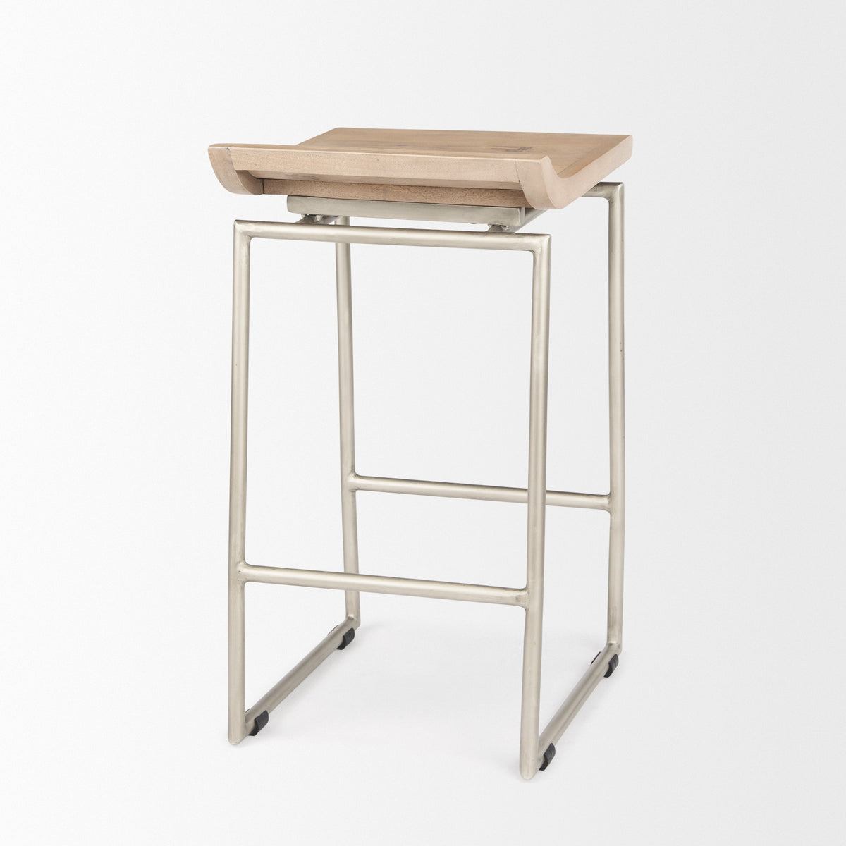 Givens 24.25"H Wood Seat Metal Frame Stool-Bar Stools-DECOROLALA