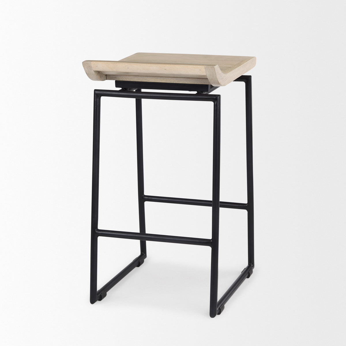 Givens 24.25"H Wood Seat Metal Frame Stool-Bar Stools-DECOROLALA