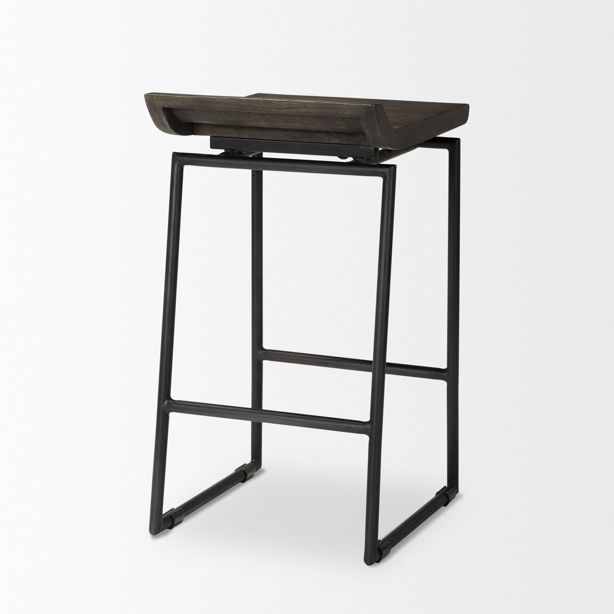 Givens 24.25"H Wood Seat Metal Frame Stool-Bar Stools-DECOROLALA