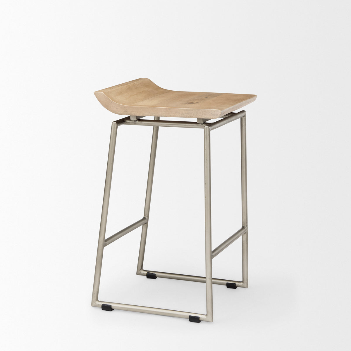 Givens 24.25"H Wood Seat Metal Frame Stool-Bar Stools-DECOROLALA