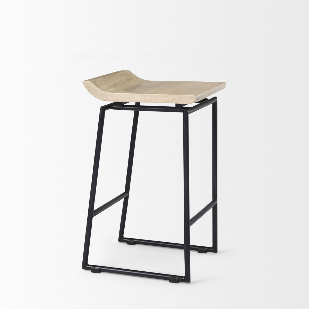 Givens 24.25"H Wood Seat Metal Frame Stool-Bar Stools-DECOROLALA