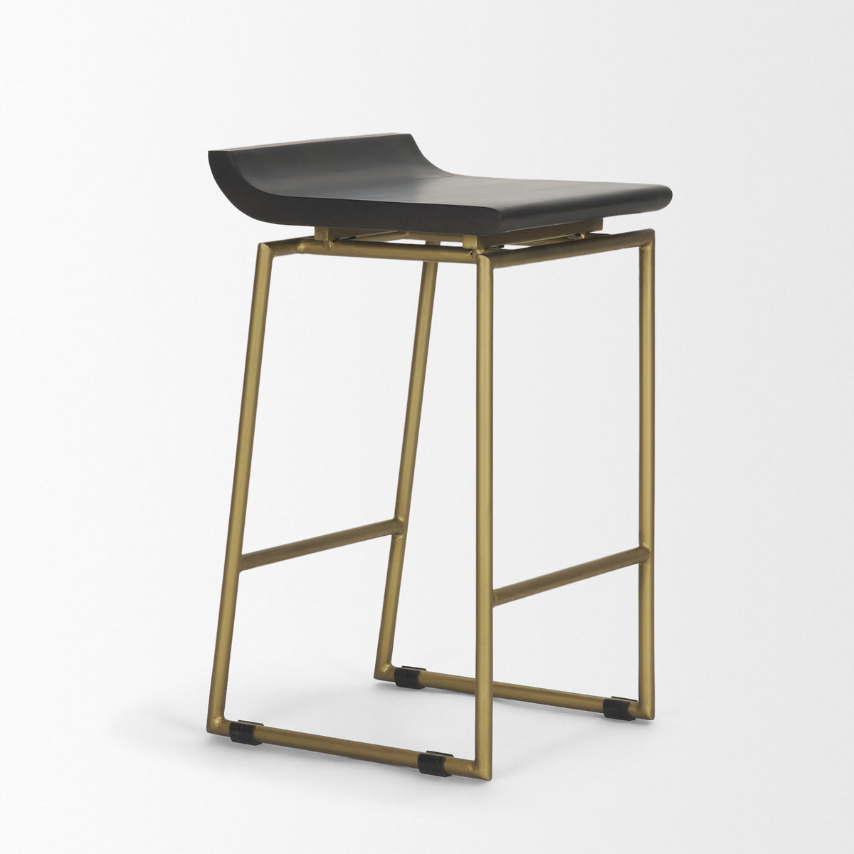 Givens 24.25"H Wood Seat Metal Frame Stool-Bar Stools-DECOROLALA