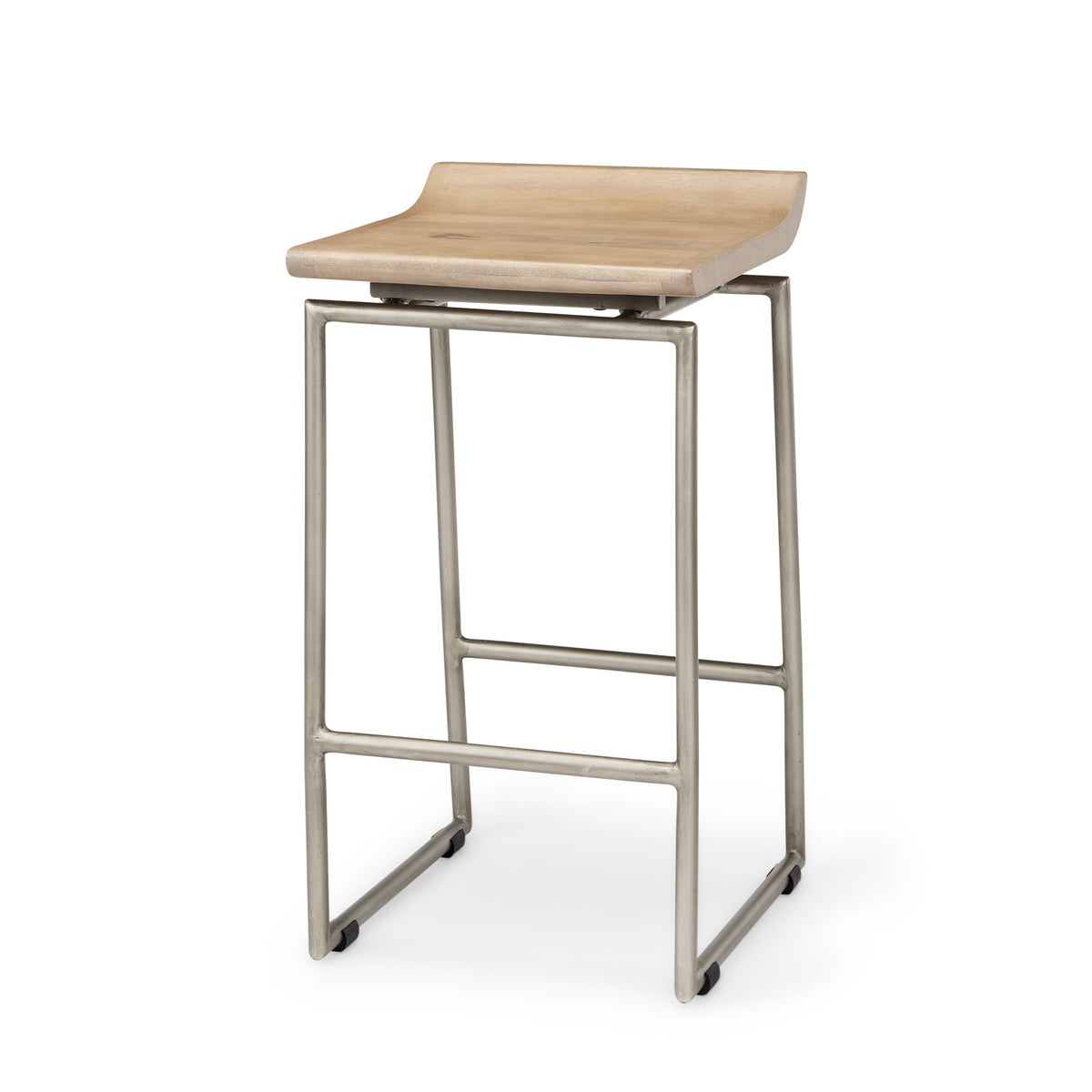 Givens 24.25"H Wood Seat Metal Frame Stool-Bar Stools-DECOROLALA