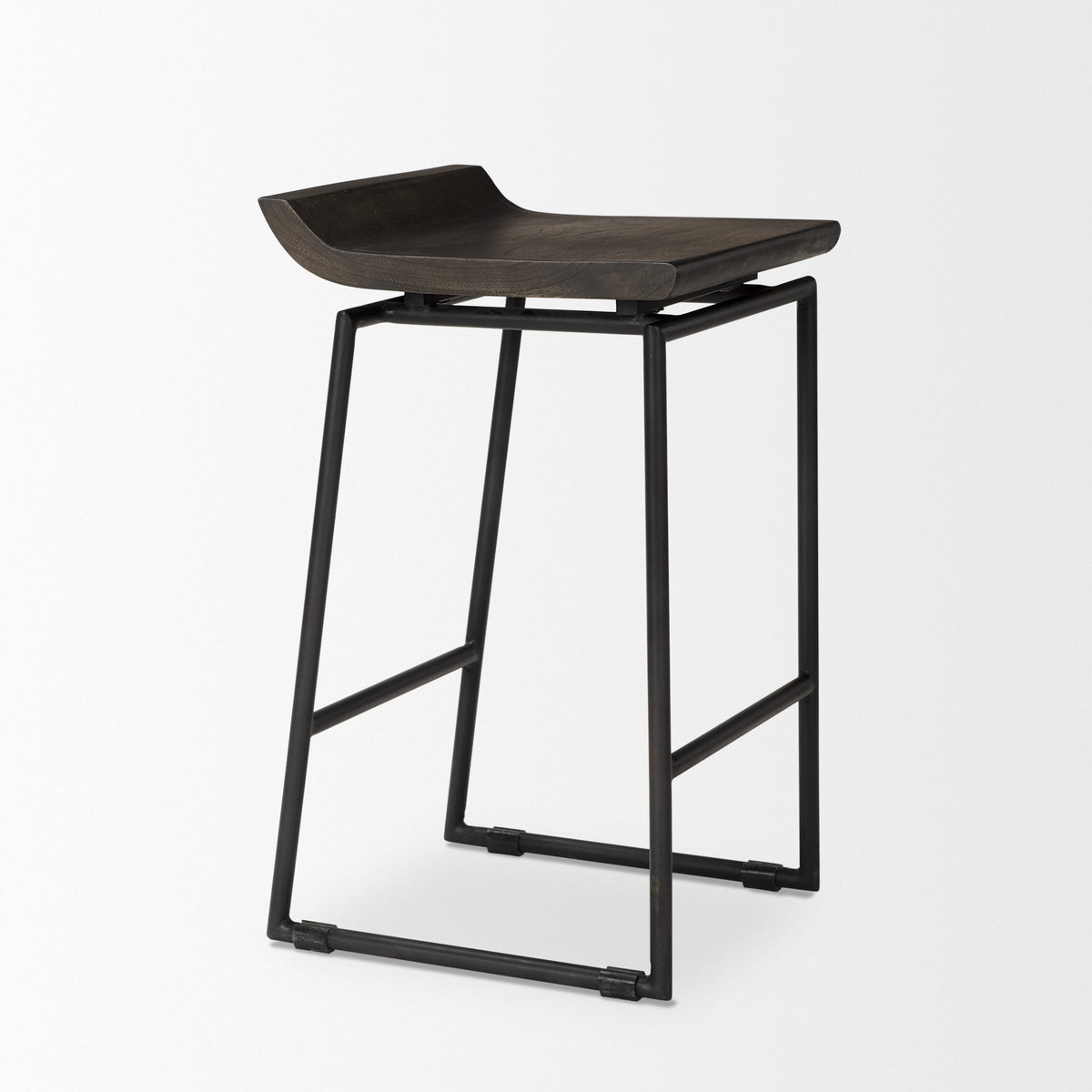 Givens 24.25"H Wood Seat Metal Frame Stool-Bar Stools-DECOROLALA