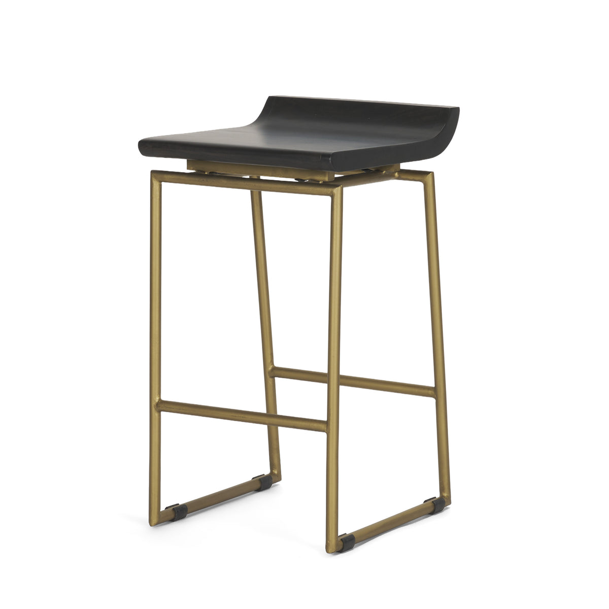 Givens 24.25"H Wood Seat Metal Frame Stool-Bar Stools-DECOROLALA
