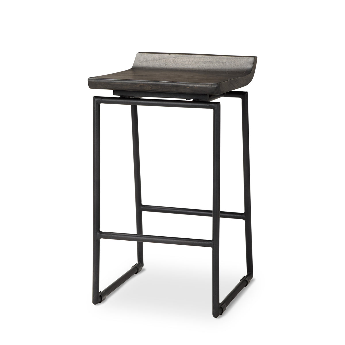 Givens 24.25"H Wood Seat Metal Frame Stool-Bar Stools-DECOROLALA