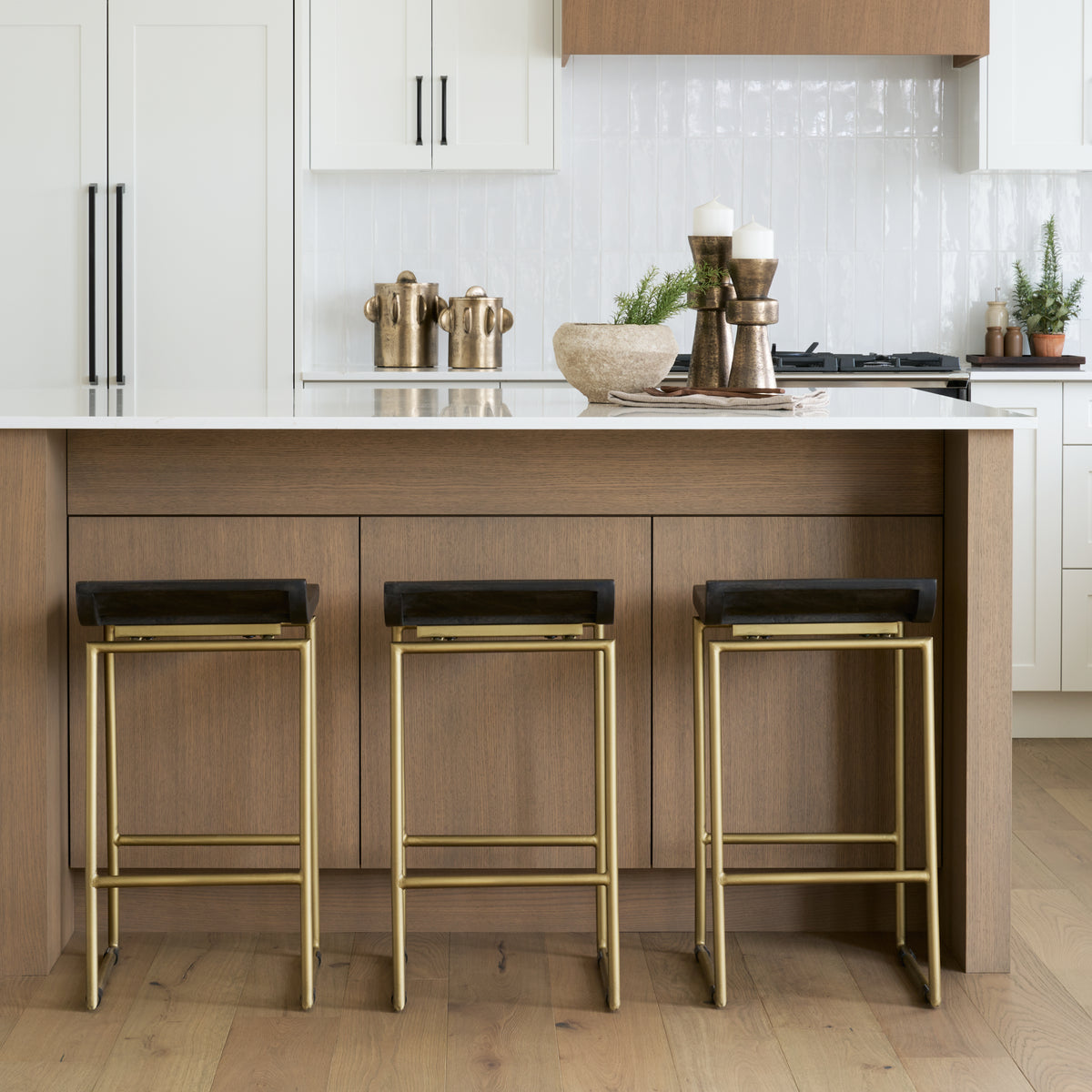 Givens 24.25"H Wood Seat Metal Frame Stool-Bar Stools-DECOROLALA