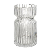 Gladys Indoor Mouth Blown Glass Glass Vase, Clear Fluted-Glass Vase-DECOROLALA