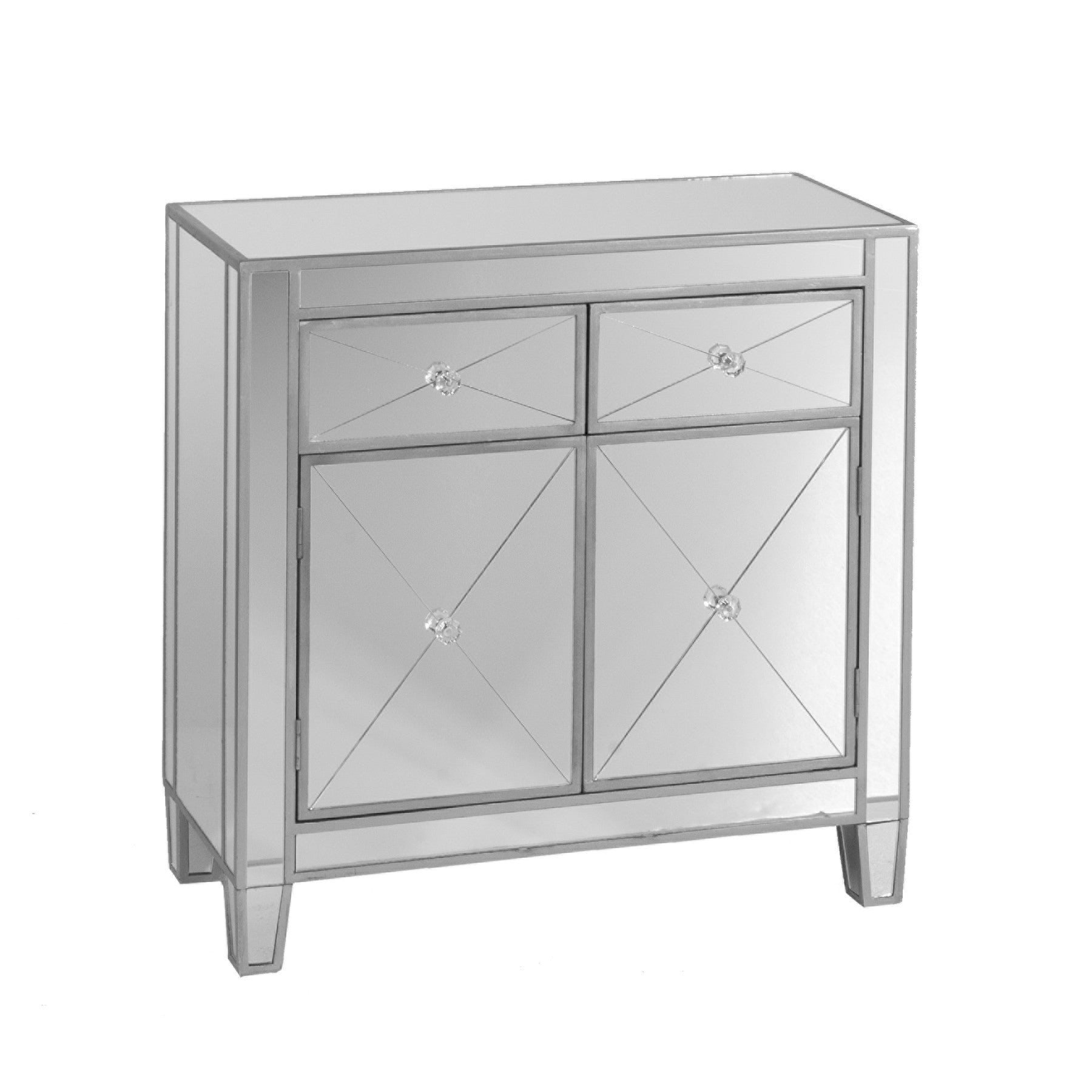 Glamorous Mirrored Bling Two Door Storage Accent Cabinet-Sideboards-DECOROLALA