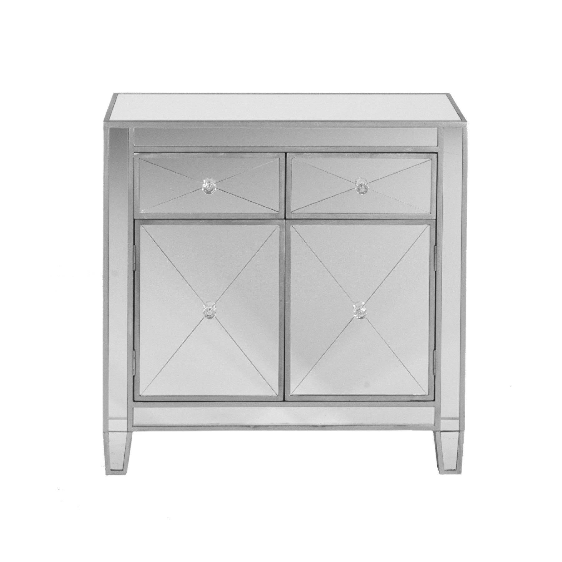 Glamorous Mirrored Bling Two Door Storage Accent Cabinet-Sideboards-DECOROLALA