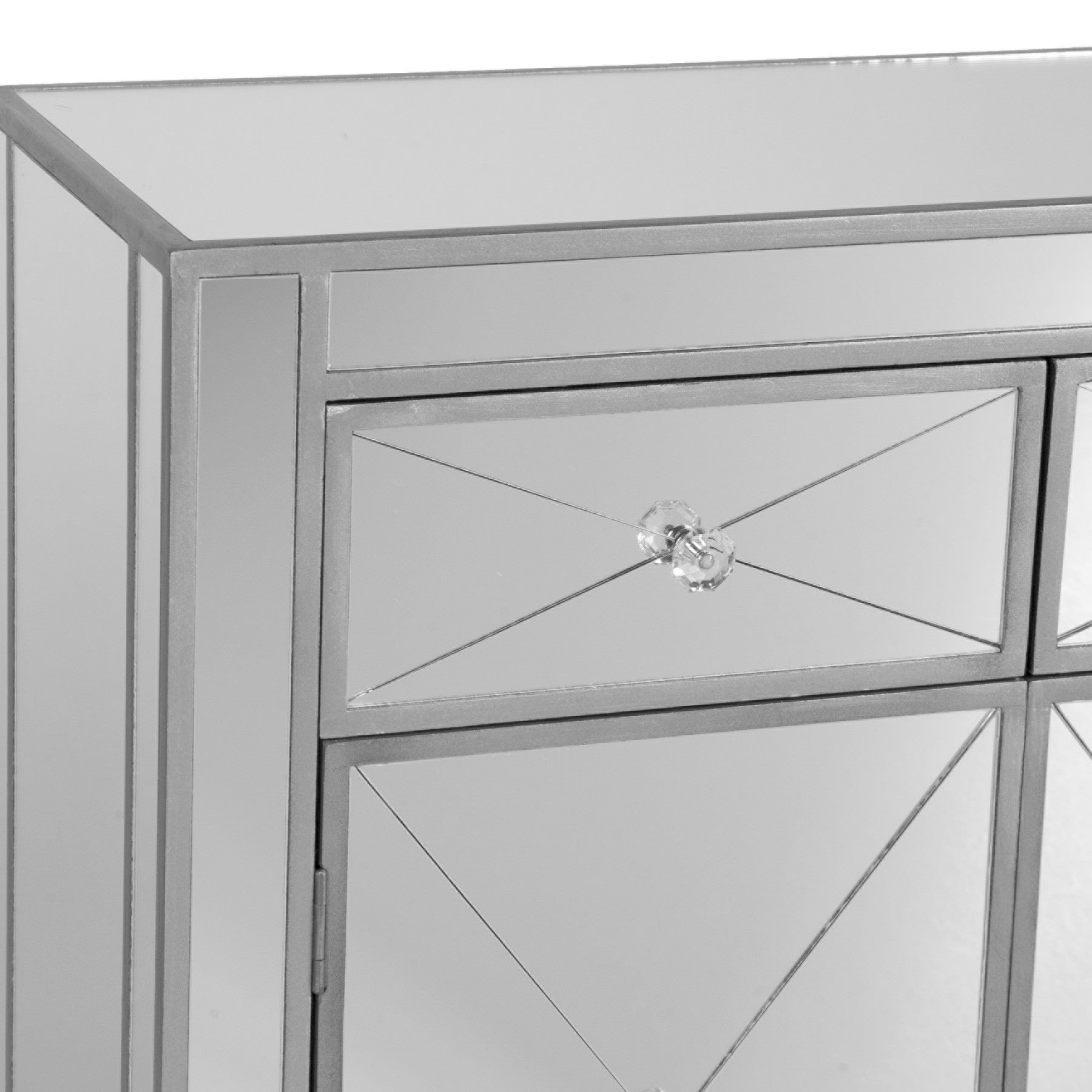 Glamorous Mirrored Bling Two Door Storage Accent Cabinet-Sideboards-DECOROLALA