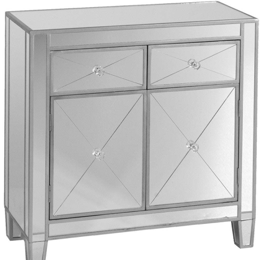 Glamorous Mirrored Bling Two Door Storage Accent Cabinet-Sideboards-DECOROLALA