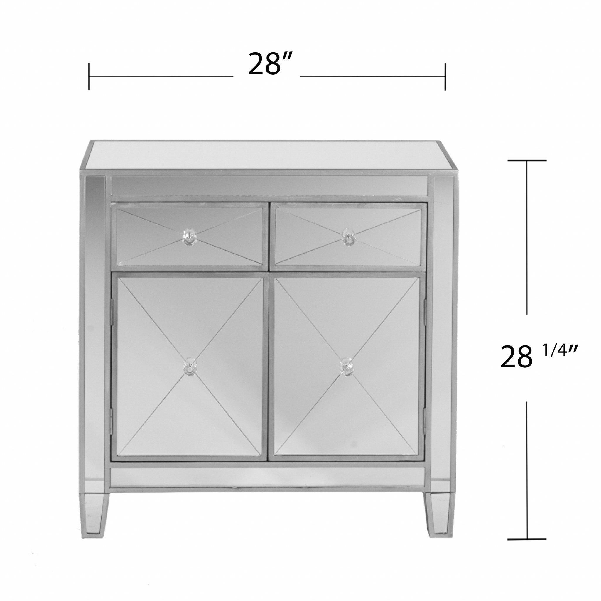 Glamorous Mirrored Bling Two Door Storage Accent Cabinet-Sideboards-DECOROLALA