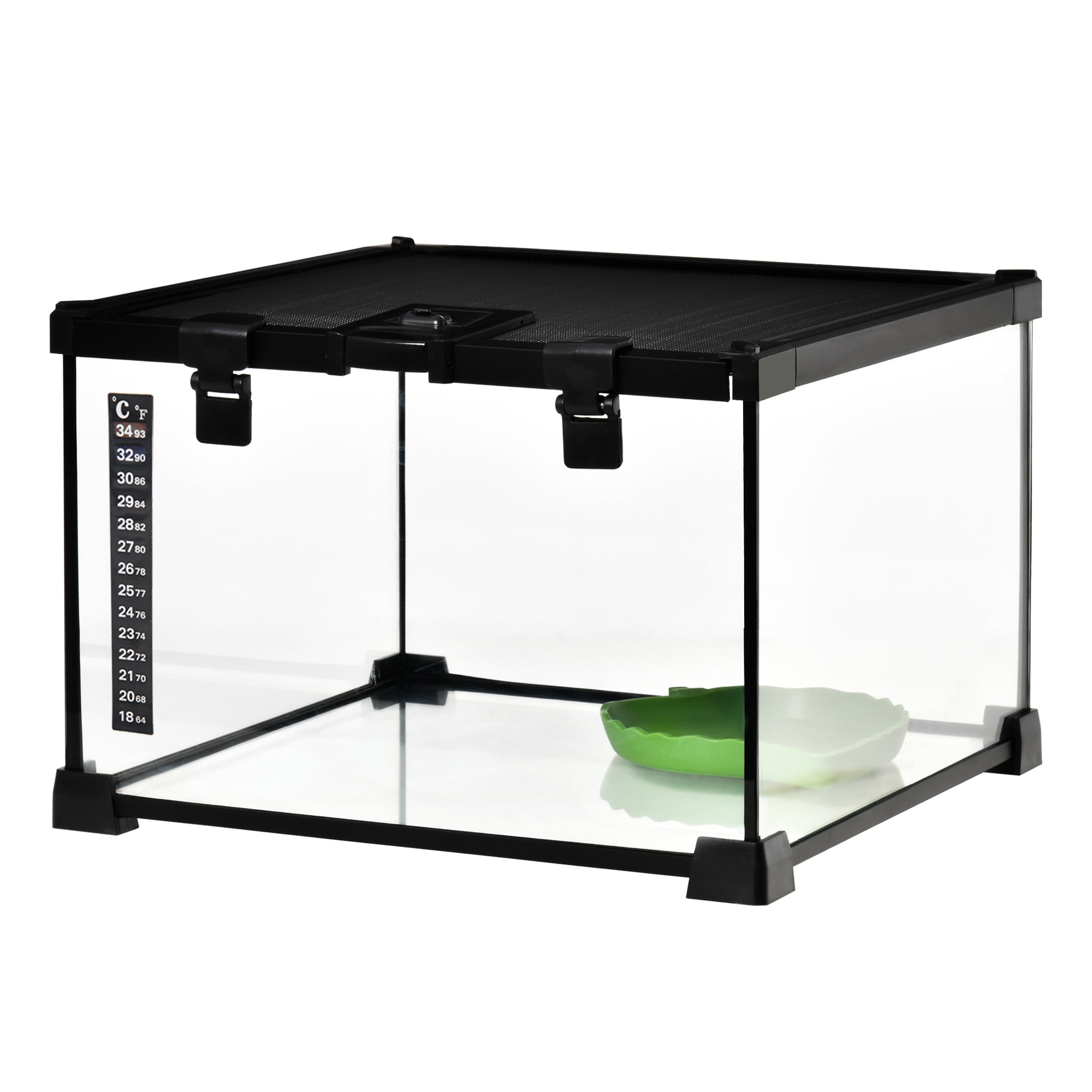 Glass Reptile Terrarium - 11.8" x 11.8" x 7.9" Black-Small Animals-DECOROLALA