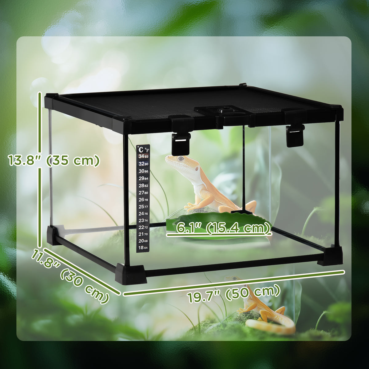 Glass Reptile Terrarium - 11.8" x 11.8" x 7.9" Black-Small Animals-DECOROLALA