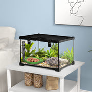 Glass Reptile Terrarium - 11.8" x 11.8" x 7.9" Black-Small Animals-DECOROLALA