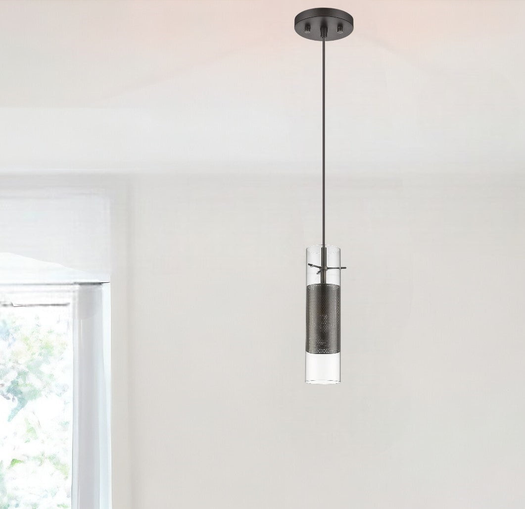 Glass and Bronze Mesh Shade Hanging Light-Chandeliers-DECOROLALA