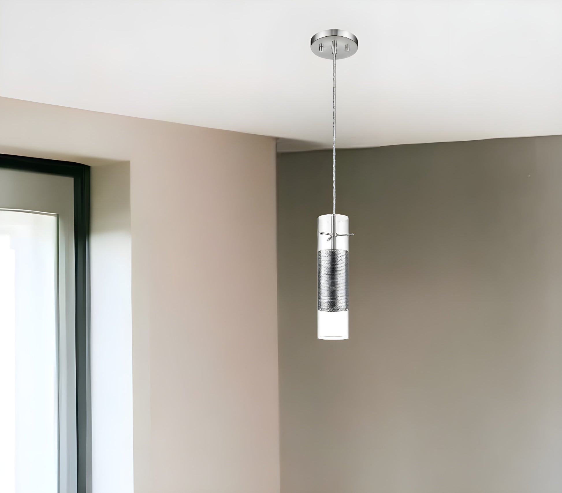 Glass and Silver Mesh Shade Hanging Light-Chandeliers-DECOROLALA