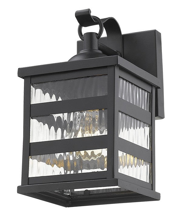 Glass panel Matte Black Outdoor Cage Light-Outdoor Lighting-DECOROLALA