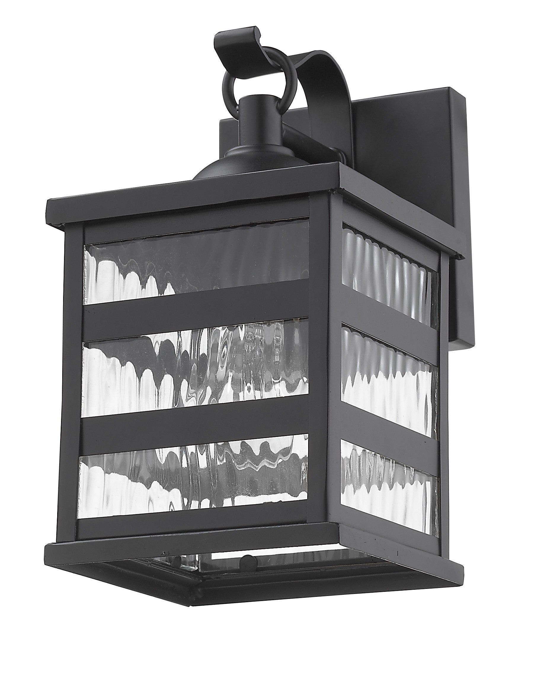 Glass panel Matte Black Outdoor Cage Light-Outdoor Lighting-DECOROLALA