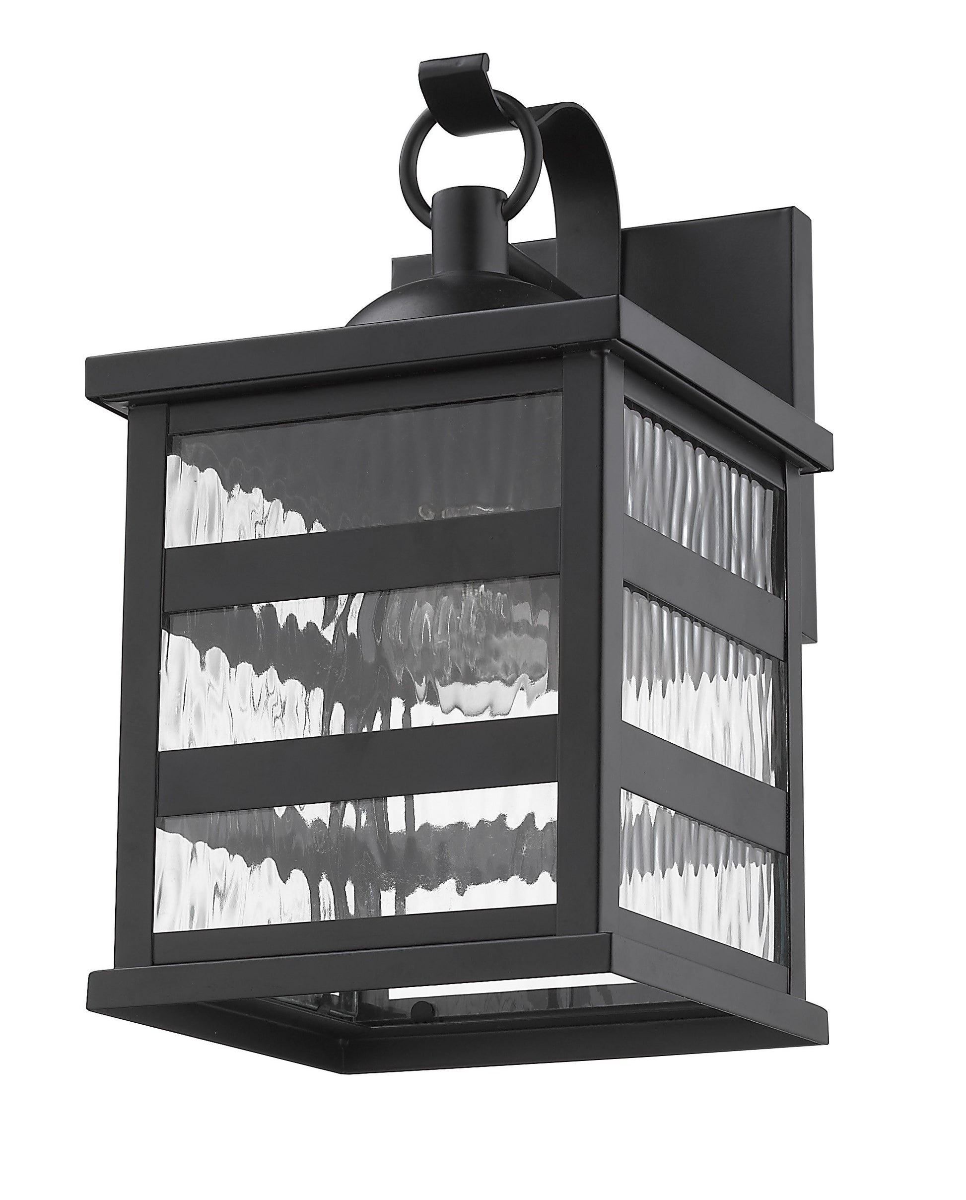 Glass panel Matte Black Outdoor Hanging Light-Outdoor Lighting-DECOROLALA