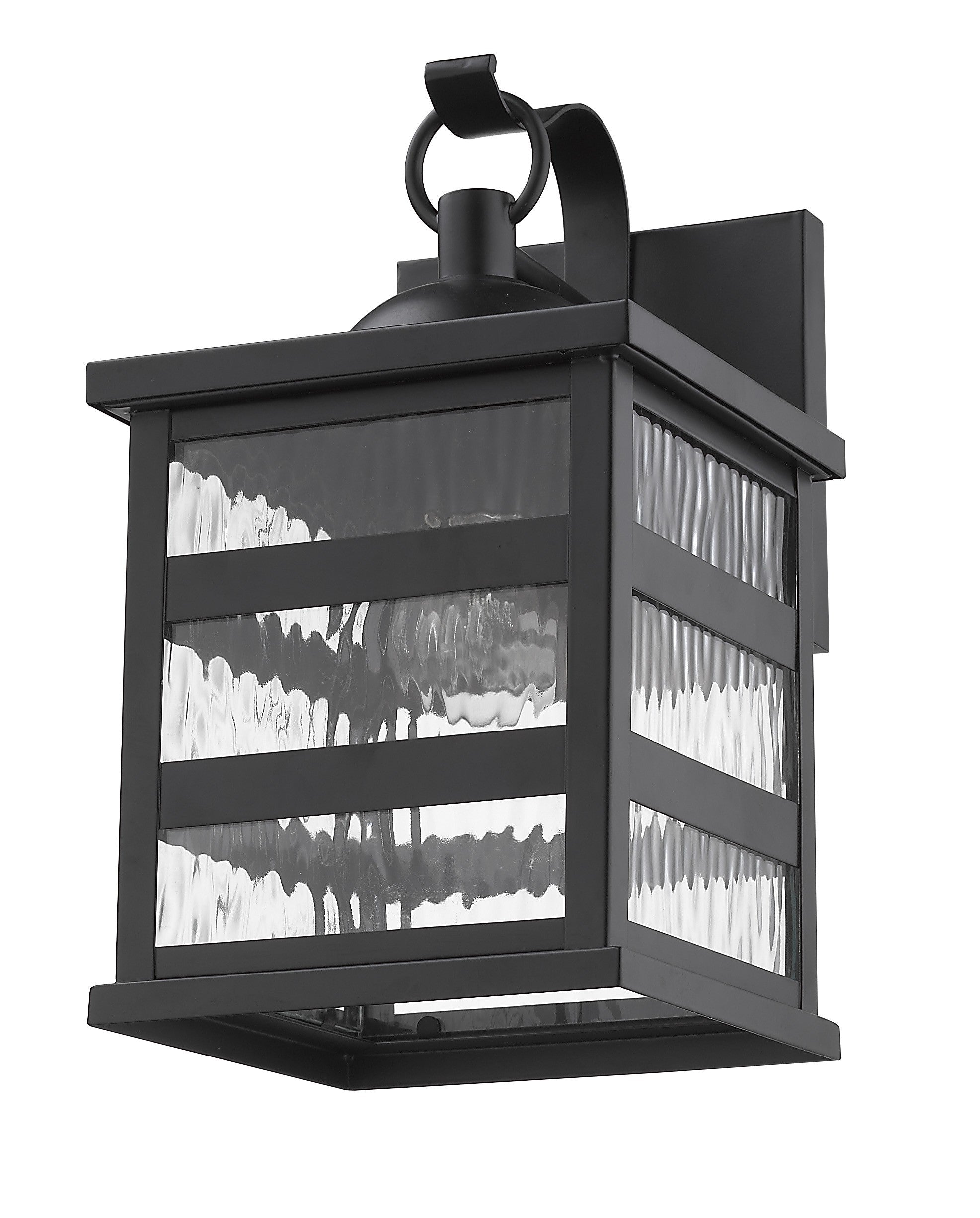 Glass panel Matte Black Outdoor Hanging Light-Outdoor Lighting-DECOROLALA