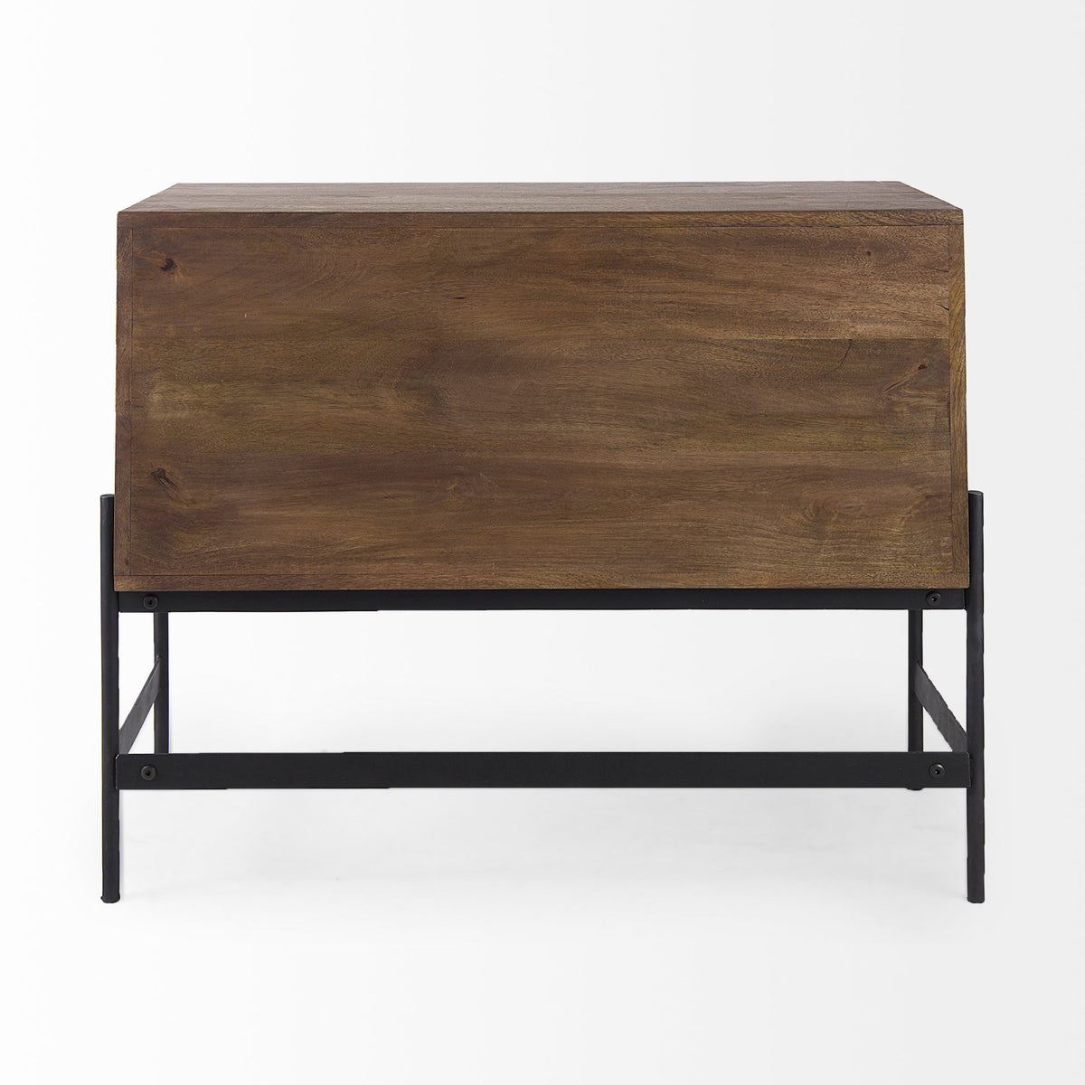 Glenn Accent Cabinet - Dark Brown Wood Black Iron Frame 2 Door-Accent Cabinets & Chests-DECOROLALA