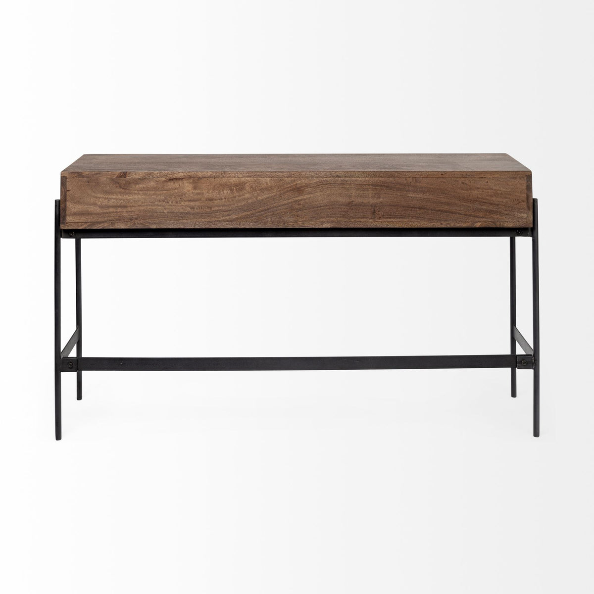 Glenn III 56L x 14W Dark Brown Wood w/ Black Iron Frame, 4 Drawer Console Table-Console Tables-DECOROLALA