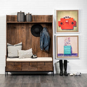 Glenn V Hall Tree - Dark Brown Wood 3 Drawers-Hall Trees-DECOROLALA