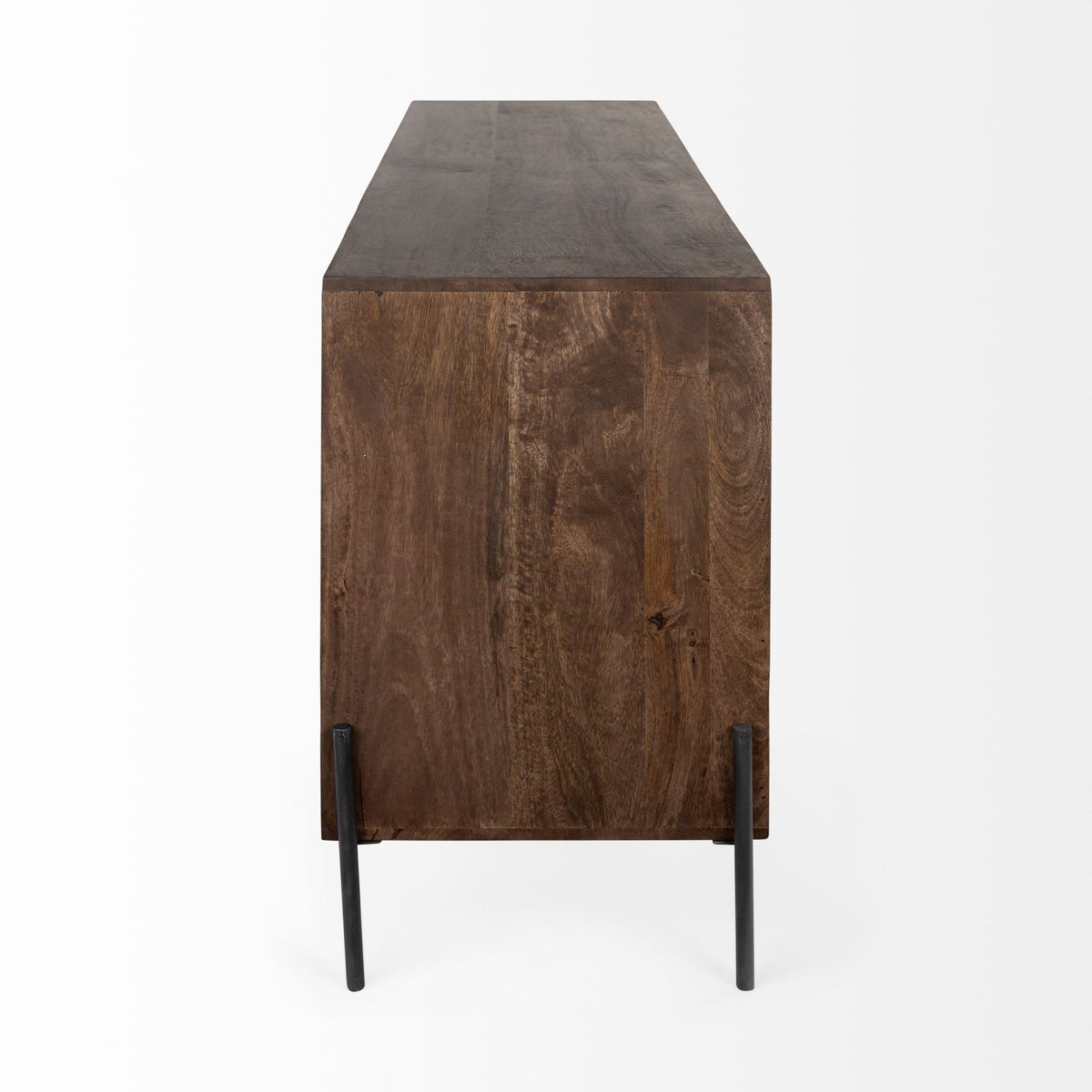 Glenn VI 71.5x18 Dark Brown Wood Frame w/ Black Iron Accent, 6 Drawer, 2 Door Cabinet Sideboard-Sideboards & Buffets-DECOROLALA