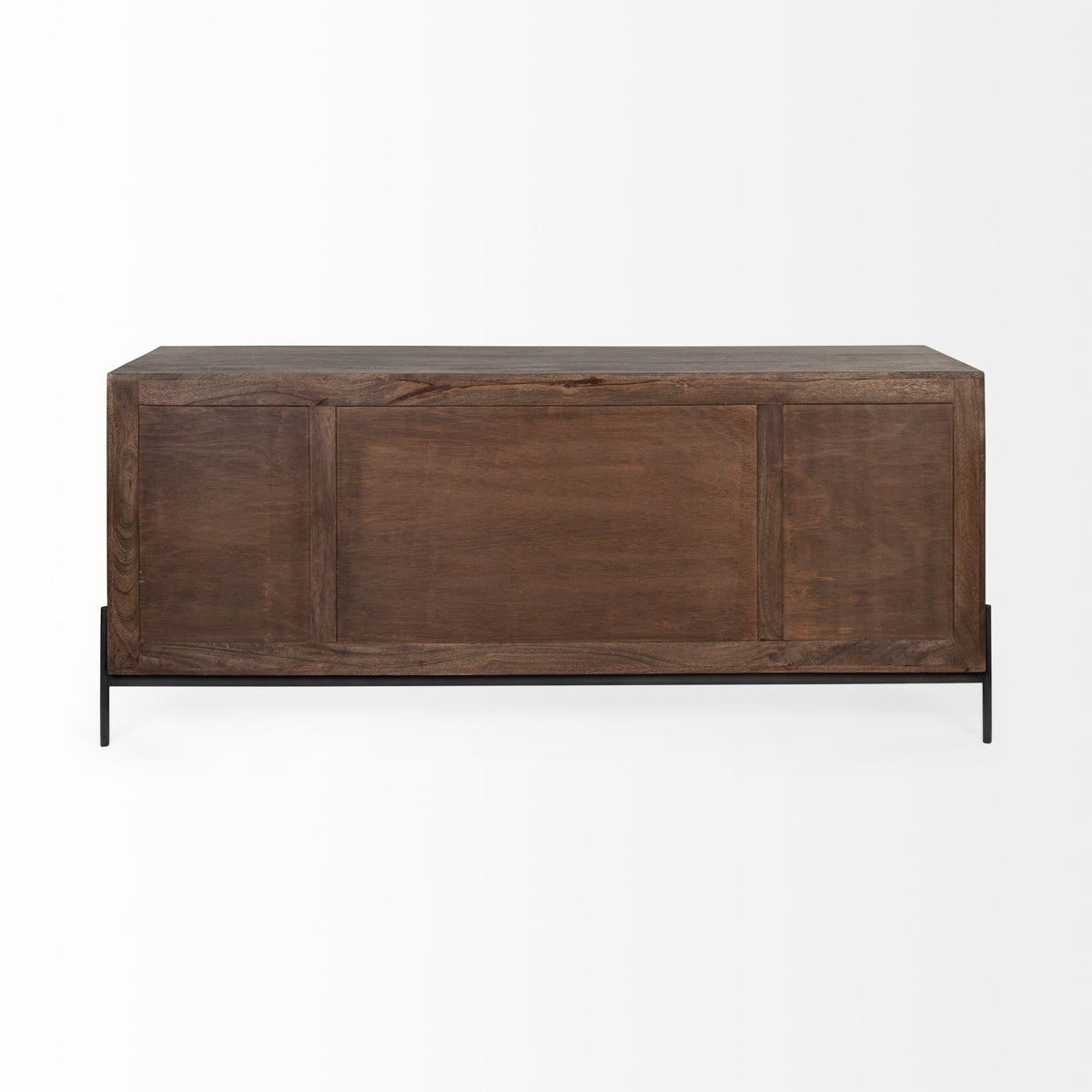 Glenn VI 71.5x18 Dark Brown Wood Frame w/ Black Iron Accent, 6 Drawer, 2 Door Cabinet Sideboard-Sideboards & Buffets-DECOROLALA