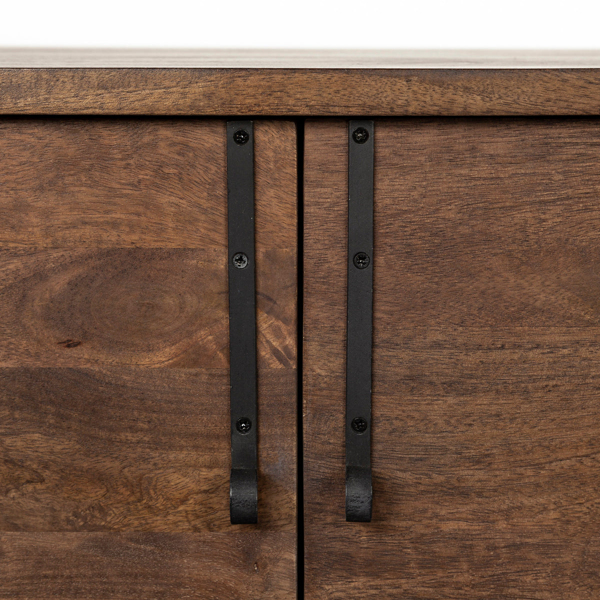 Glenn VI 71.5x18 Dark Brown Wood Frame w/ Black Iron Accent, 6 Drawer, 2 Door Cabinet Sideboard-Sideboards & Buffets-DECOROLALA