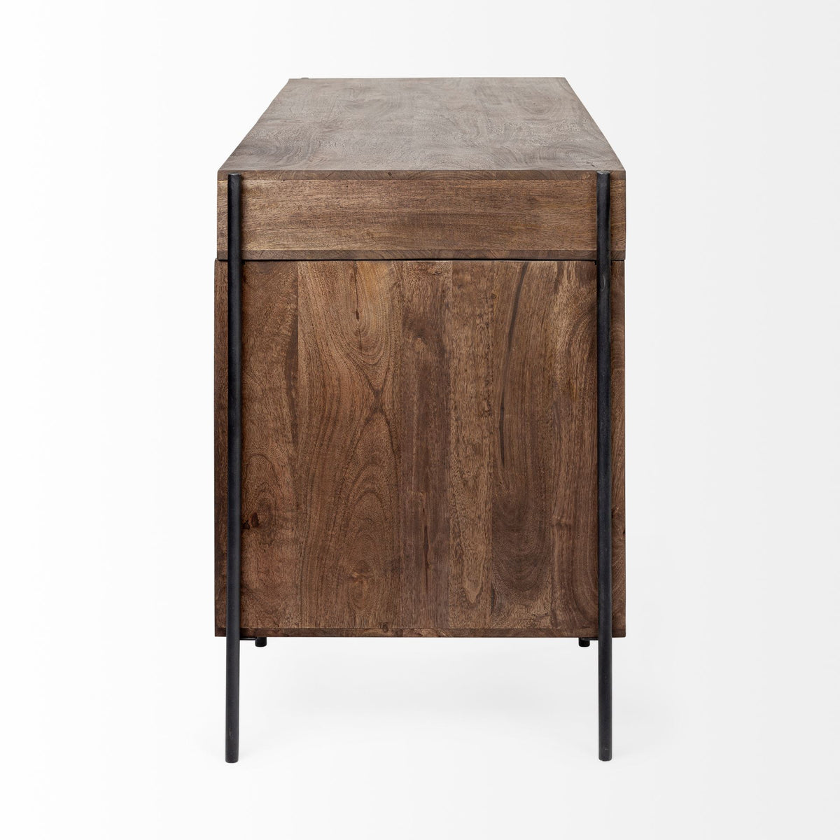 Glenn VII 56L x 22W Dark Brown Wood w/ Black Iron Frame, 3 Drawer Office Desk-Office-DECOROLALA